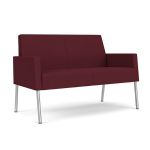 Mystic Lounge Loveseat with SILVER Frame Finish and WINE Upholstery