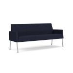 Mystic Lounge Waiting Room Sofa with SILVER Frame Finish and NAVY Upholstery