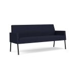 Mystic Lounge Waiting Room Sofa with BLACK Frame Finish and NAVY Upholstery