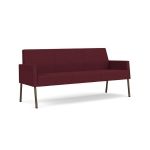 Mystic Lounge Waiting Room Sofa with BRONZE Frame Finish and WINE Upholstery