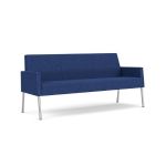 Mystic Lounge Waiting Room Sofa with SILVER Frame Finish and BLUEBERRY Upholstery