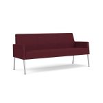 Mystic Lounge Waiting Room Sofa with SILVER Frame Finish and WINE Upholstery