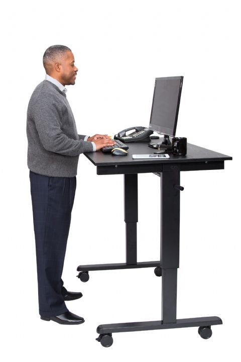 luxor 2-tier crank adjustable standup desk black silver