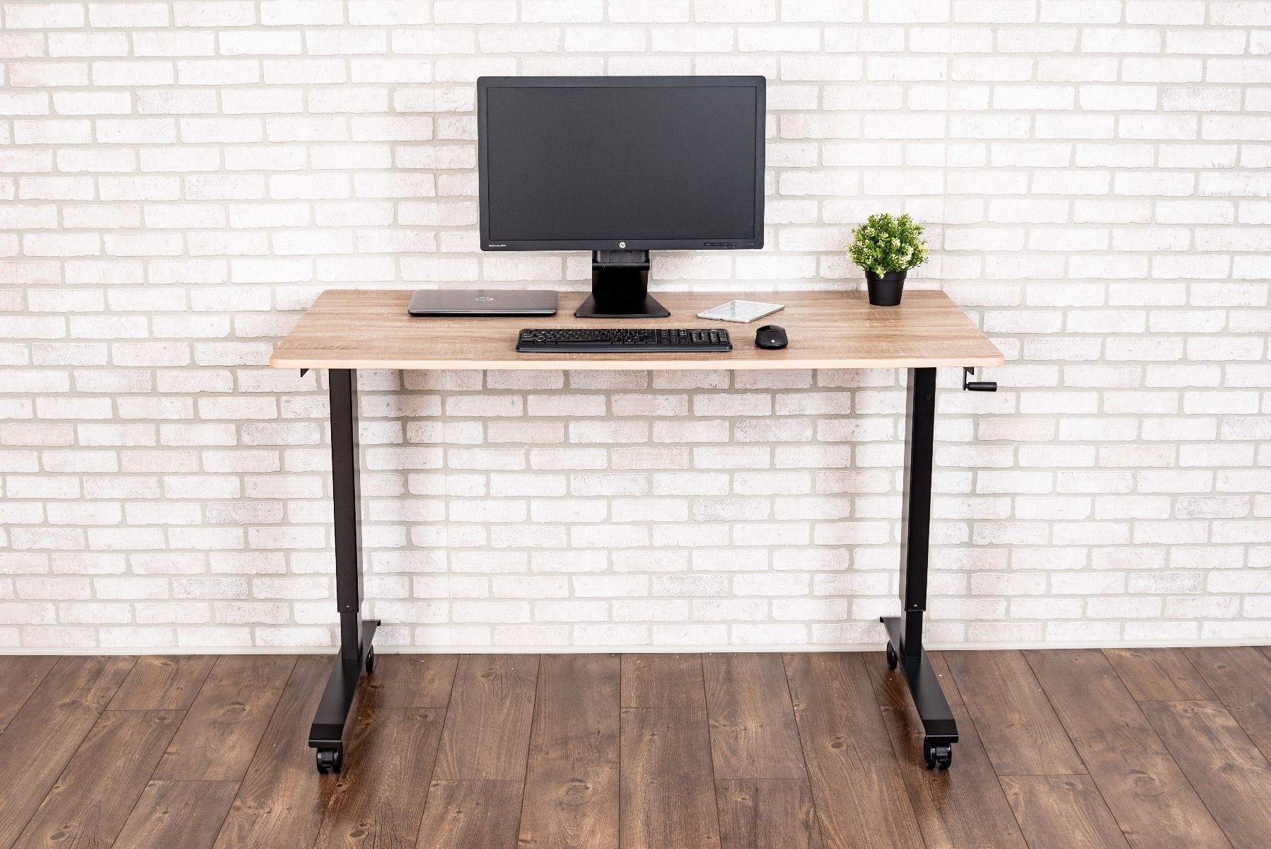 luxor 2-tier crank adjustable standup desk black silver