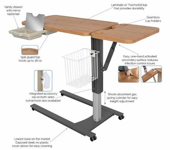 Lumex Overbed Table On Sale Free Shipping